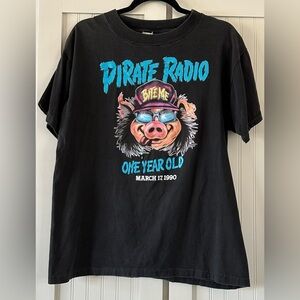 Vintage pirate radio pig graphic tee shirt size Large